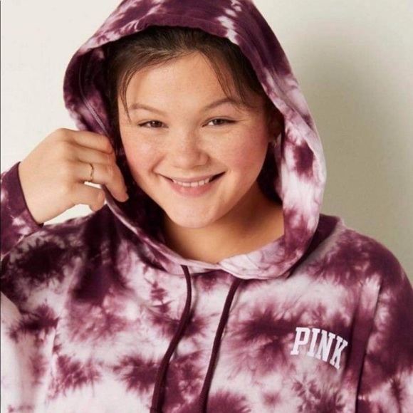 NWT SEALED PINK Varsity Tie Dye Long Sleeve Pullover Tee Large - Picture 2 of 8